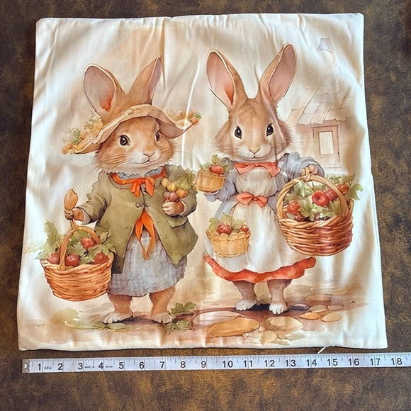 NEW Beatrix Potter Peter Rabbit inspired harvest throw pillow cover baby nursery - Picture 2 of 11
